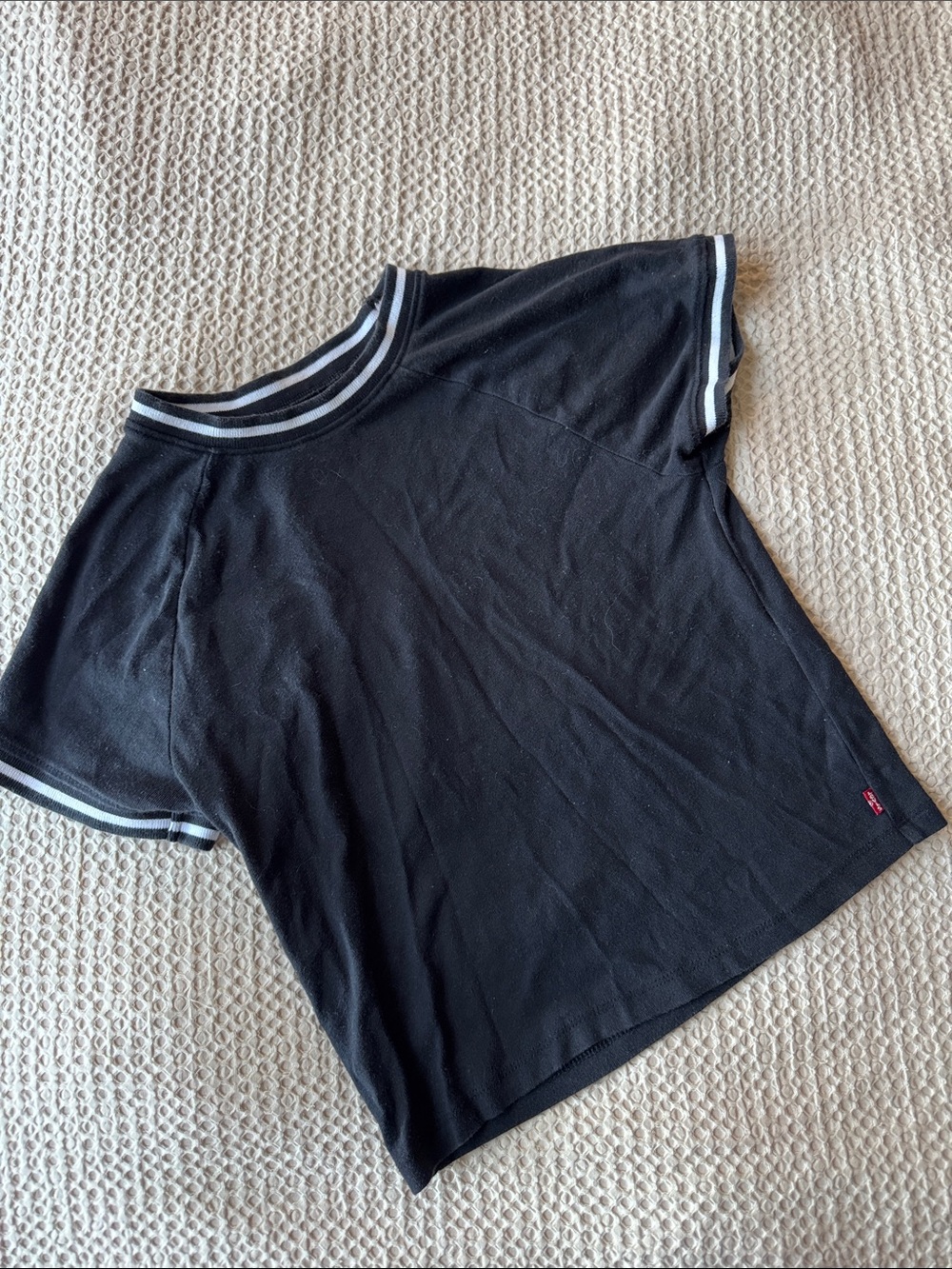 Levi's Black Baby Tee with White Stripe Trim